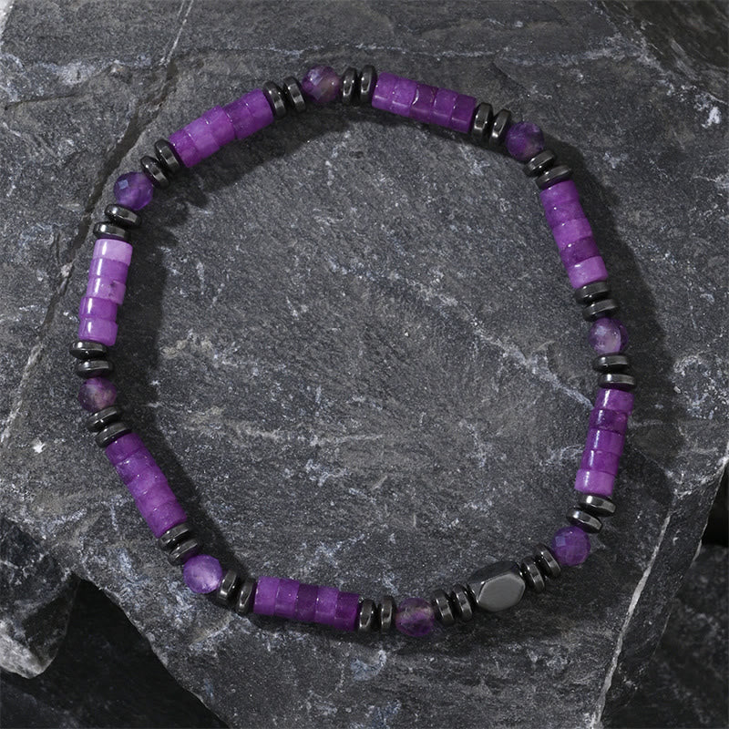 Buddha Stones Amethyst Hematite Spiritual Awareness Bracelet