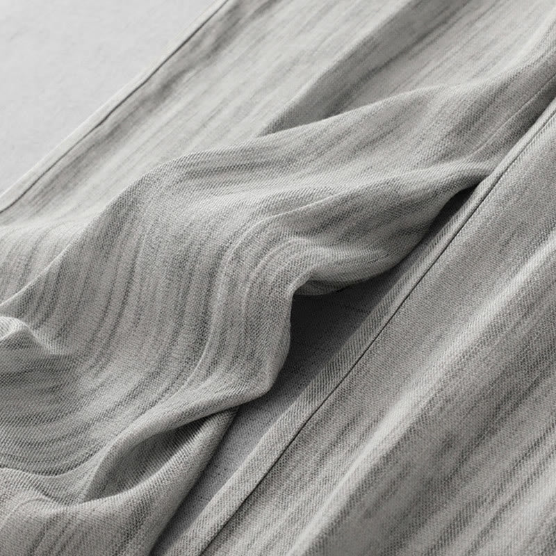 Buddha Stones Casual Tie-Dye Striped Design Drawstring Women's Cotton Wide Leg Pants With Pockets