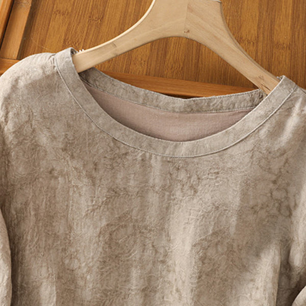 Buddha Stones Casual Crew Neck Women's Lace-up Half Sleeve Shirt