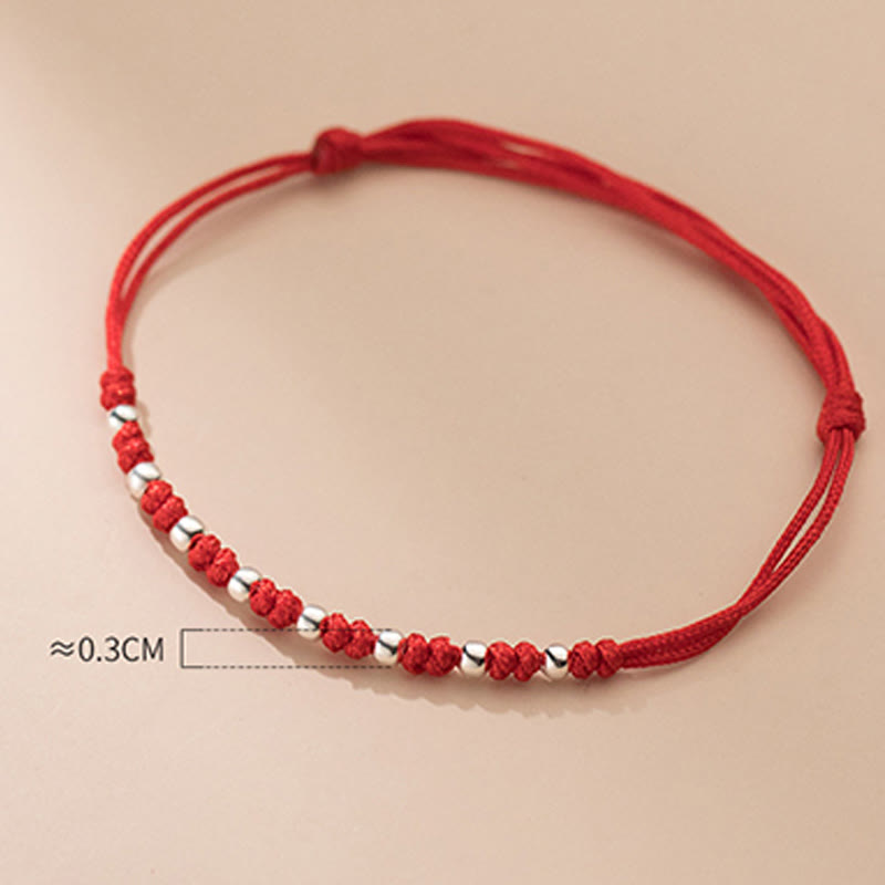 Buddha Stones 925 Sterling Silver Beads Red String Adjustable Luck Bracelet