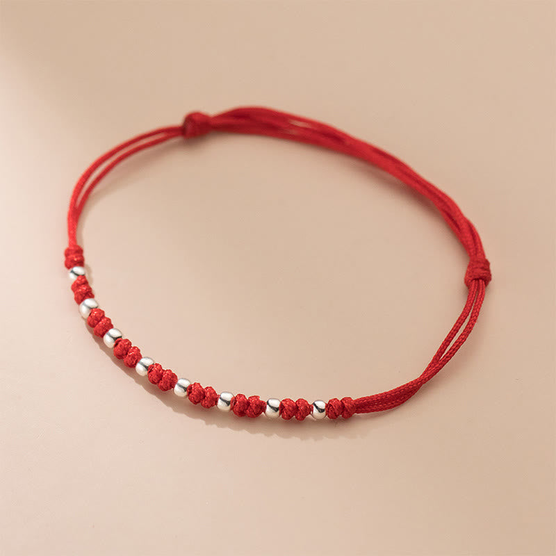 Buddha Stones 925 Sterling Silver Beads Red String Adjustable Luck Bracelet