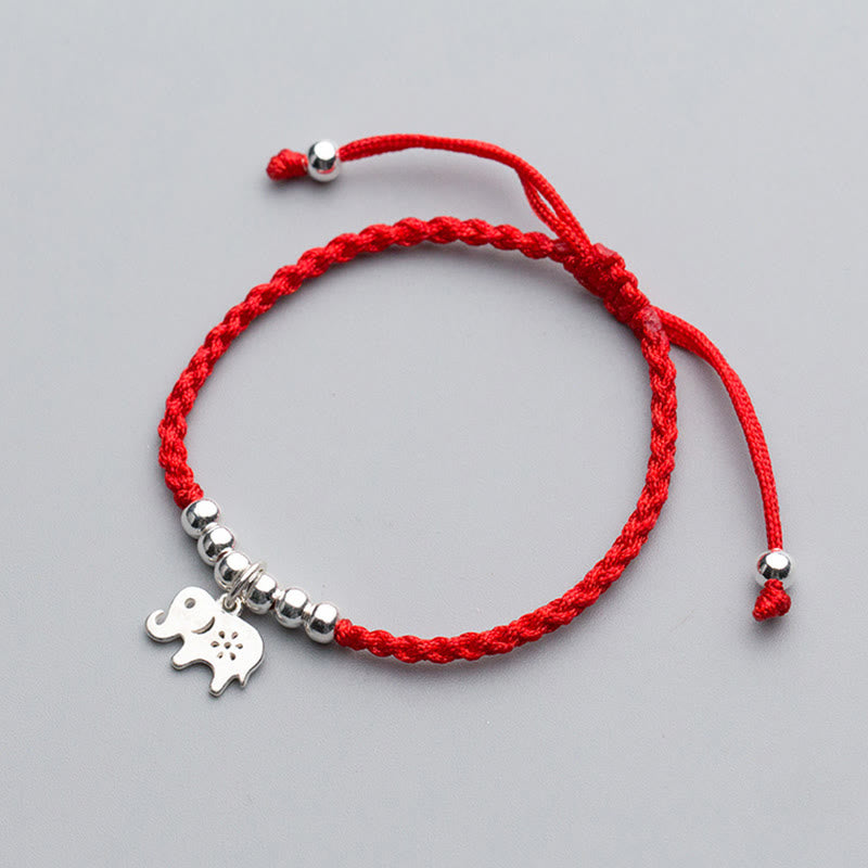 Buddha Stones 925 Sterling Silver Beads Snowflake Elephant Red String Luck Bracelet