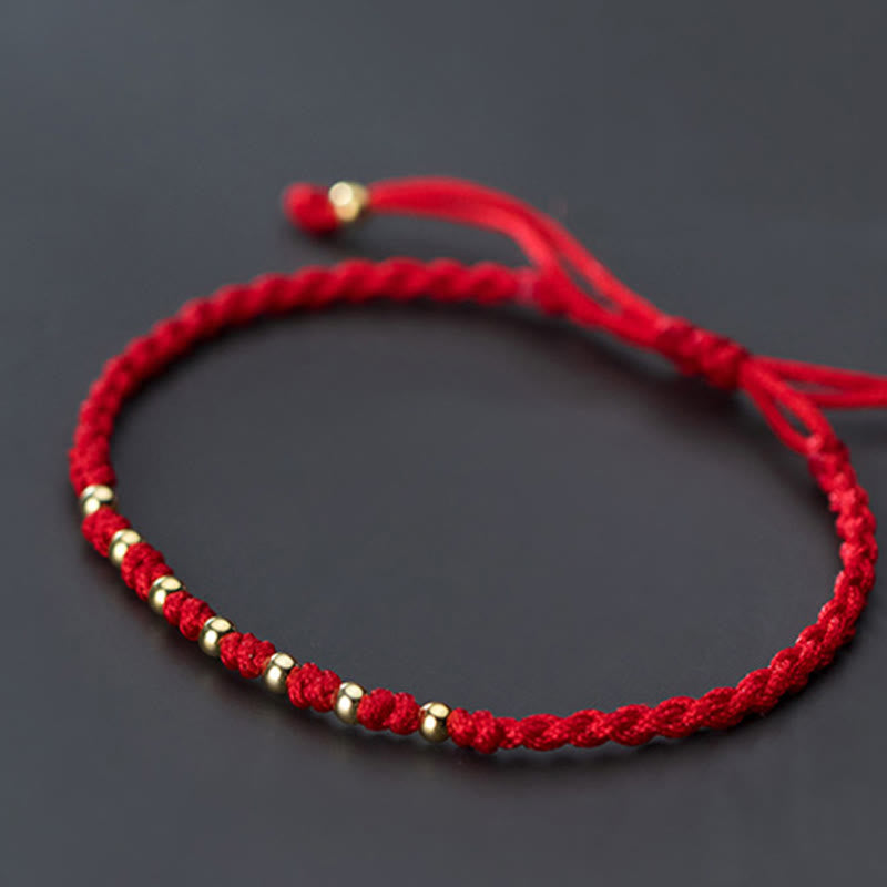 Buddha Stones 925 Sterling Silver Plated Gold Beads Red String Braided Protection Bracelet