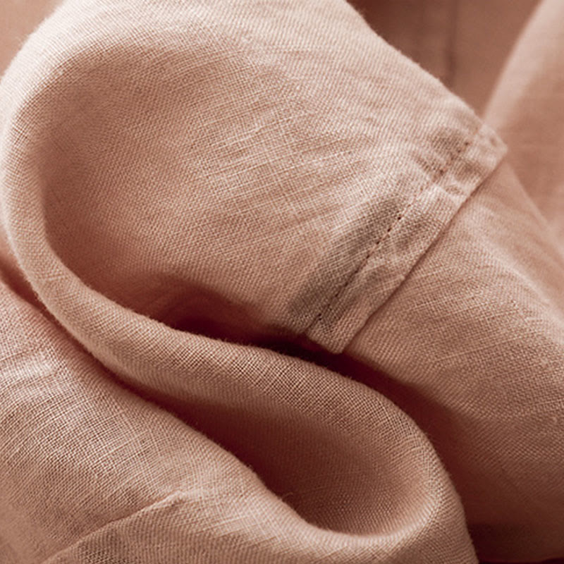 Buddha Stones Casual Plain Cropped Pants Women's Cotton Linen Harem Pants With Pockets