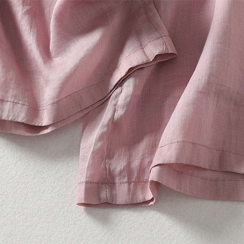 Buddha Stones Casual Drawstring Cotton Linen Ankle-Length Women's Wide Leg Pants With Pockets