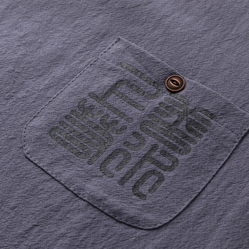 Buddha Stones 2Pcs Chinese Characters Crane Cotton Shirt Pants With Pockets Men's Meditation Cloth Set