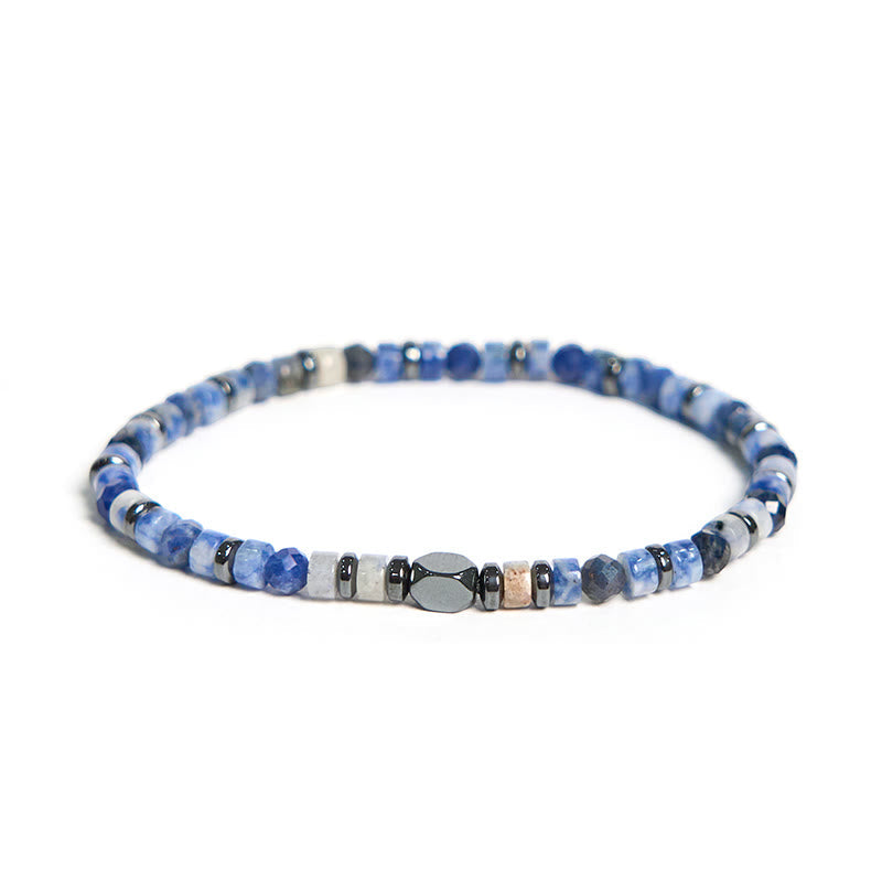 Buddha Stone Sodalite Hematite Blue Aventurine Intuition Bracelet