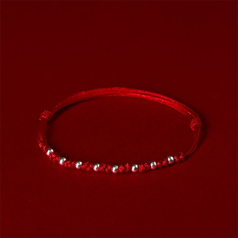 Buddha Stones 925 Sterling Silver Beads Red String Adjustable Luck Bracelet