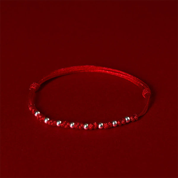 Buddha Stones 925 Sterling Silver Beads Red String Adjustable Luck Bracelet