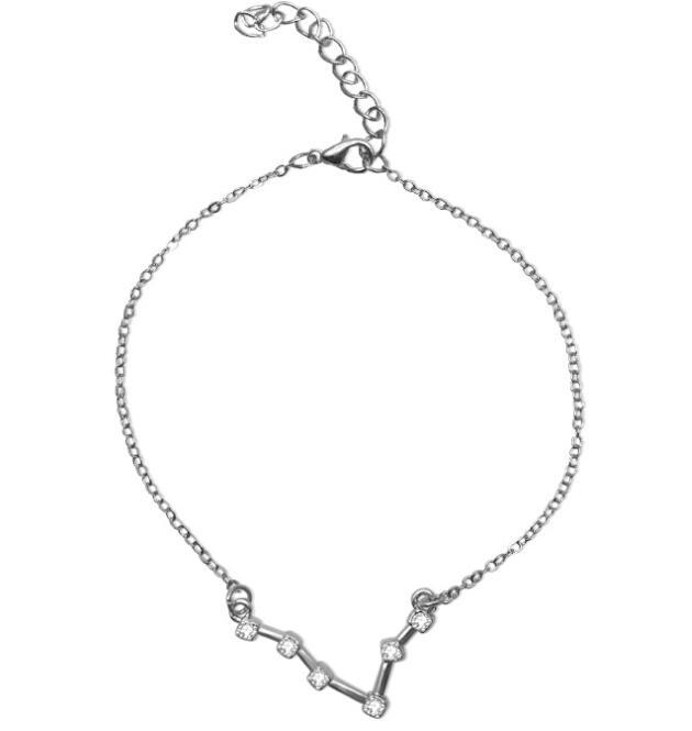 Starluxe Zodiac Crystal Charm Bracelet – 12 Constellation Edition (Gold-Tone Chain)