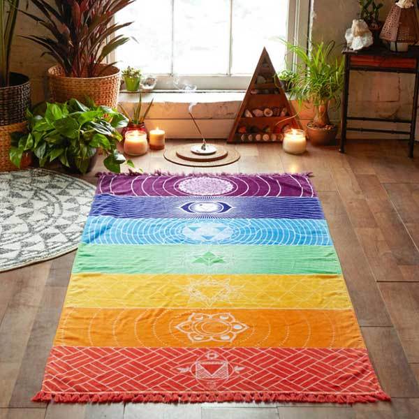 Sacred Flow 7 Chakra Yoga Mat - Versatile Meditation & Healing Tapestry