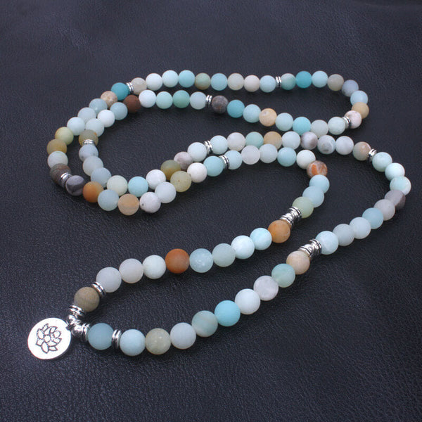 Harmony Flow Amazonite Mala Beads – 108 Tibetan Prayer Beads for Meditation & Clarity