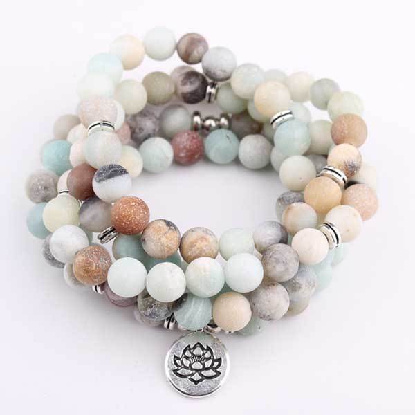 Harmony Flow Amazonite Mala Beads – 108 Tibetan Prayer Beads for Meditation & Clarity