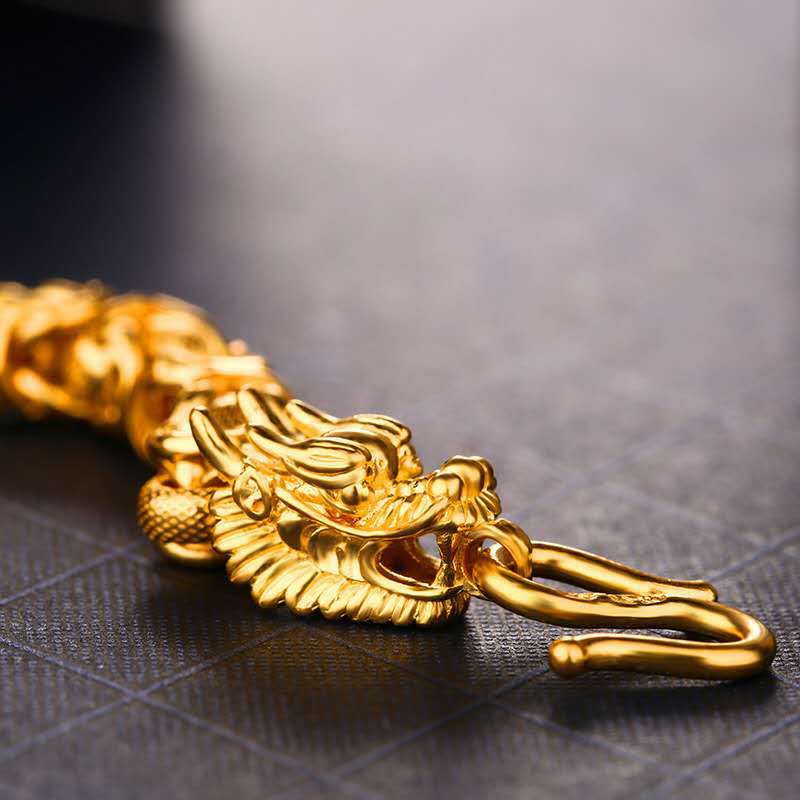 Empire Ascend Dual Dragon Bracelet – 18k Gold-Plated Success Armor