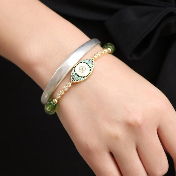 Prosperity Shield Peridot Bracelet - Wealth Attraction & Evil Eye Defense
