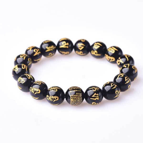 Harmony Guardian Obsidian Mantra Bracelet – Spiritual Armor for Luck & Protection