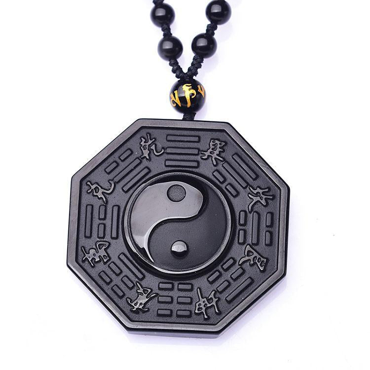ShadowGuard Obsidian Bagua Necklace – Yin Yang Protection Amulet