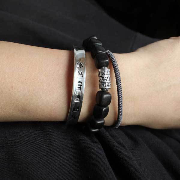 Sacred Wisdom Tibetan Cuff – Om Mantra & Heart Sutra Bracelet