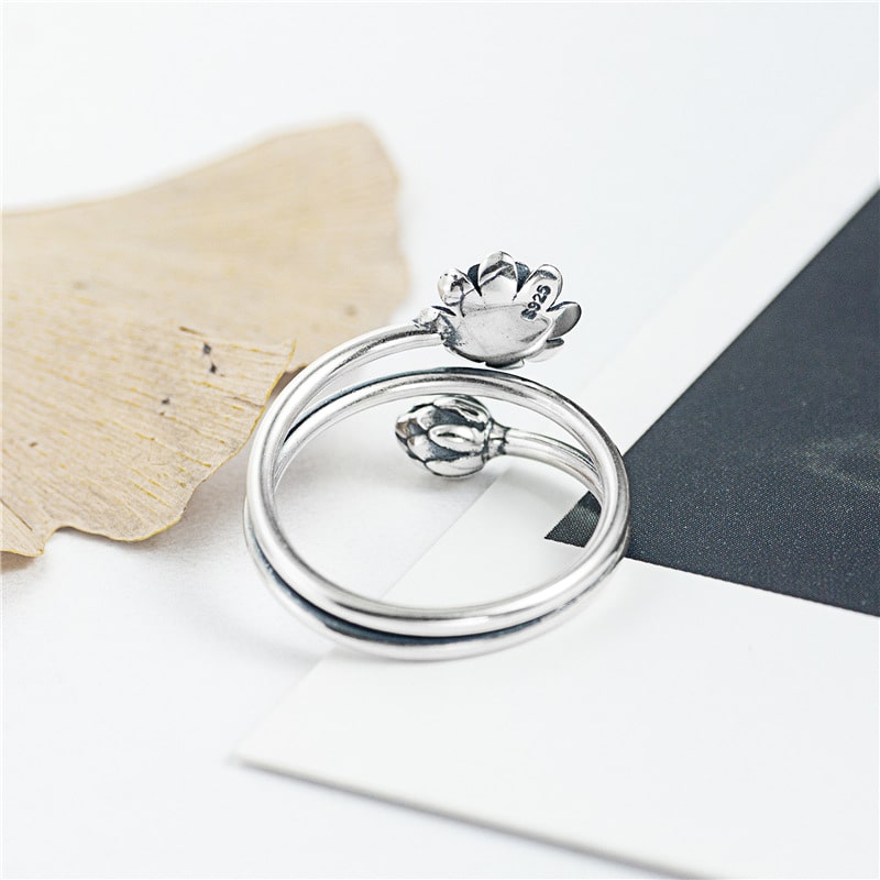 Eternal Bloom Triple Lotus Ring – Symbol of Inner Radiance & Grace